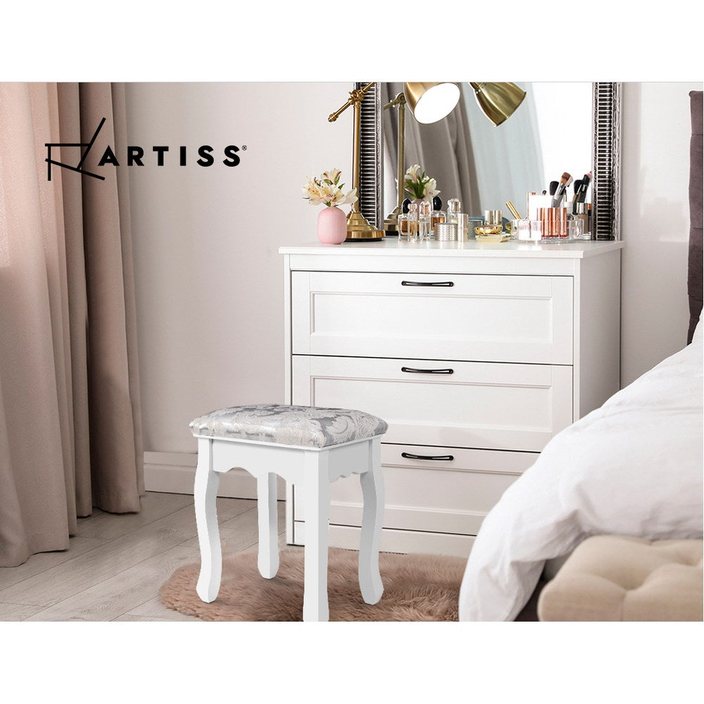 Dressing Table Stool Bedroom White Make Up Chair Fabric Furniture