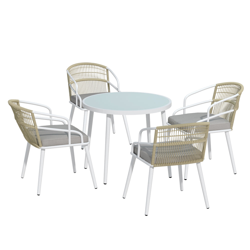 5 Piece Outdoor Dining Set White