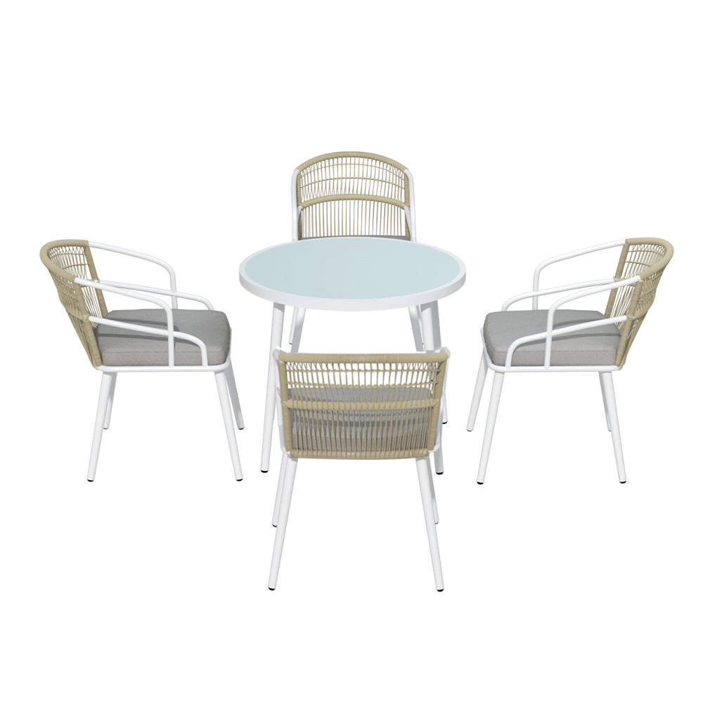 5 Piece Outdoor Dining Set White