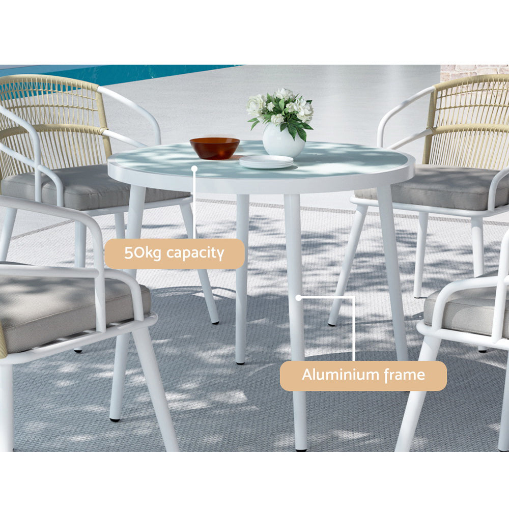 5 Piece Outdoor Dining Set White