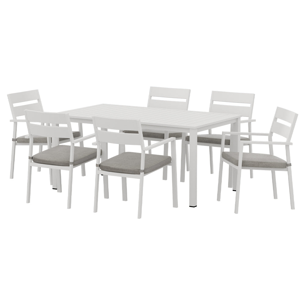 7 Piece Aluminium Outdoor Dining Set White