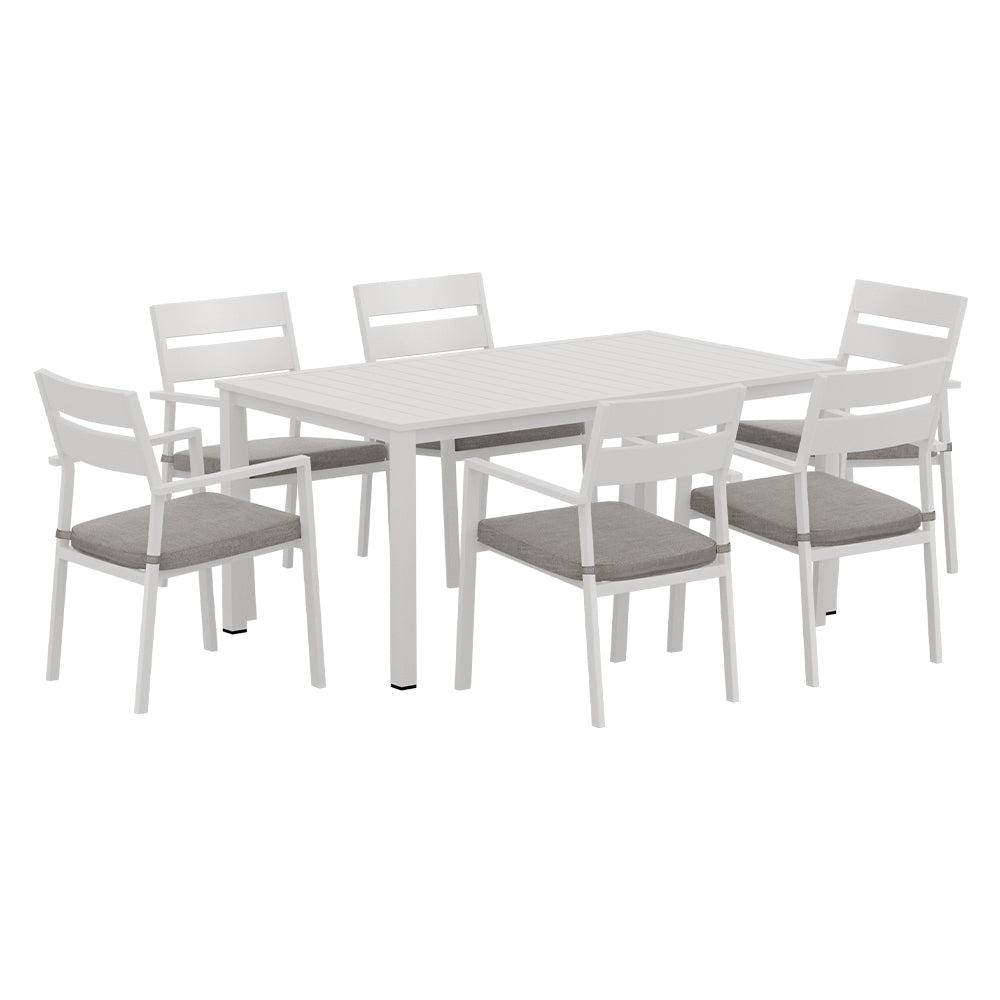 7 Piece Aluminium Outdoor Dining Set White