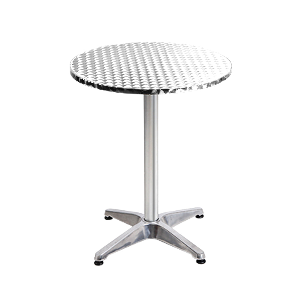 Set of 2 Outdoor Aluminium Bar Tables Round Adjustable 70-110cm