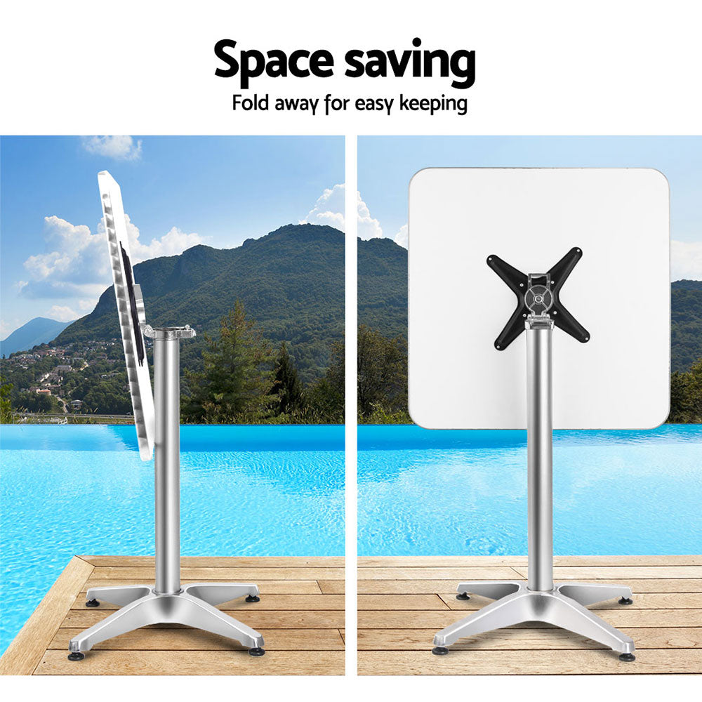 Set of 2 Outdoor Aluminium Bar Tables Square Adjustable 70-110cm