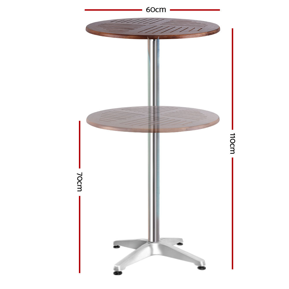 Outdoor Bar Table Furniture Wooden Cafe Table Aluminium Adjustable Round