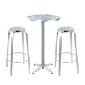 Outdoor Bistro Set Bar Table Stools Adjustable Aluminium Cafe 3PC Round