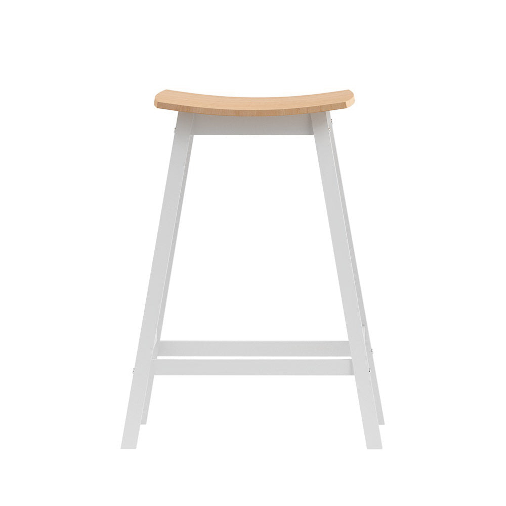 Set of 2 Wooden Bar Stools Pine & White 64cm