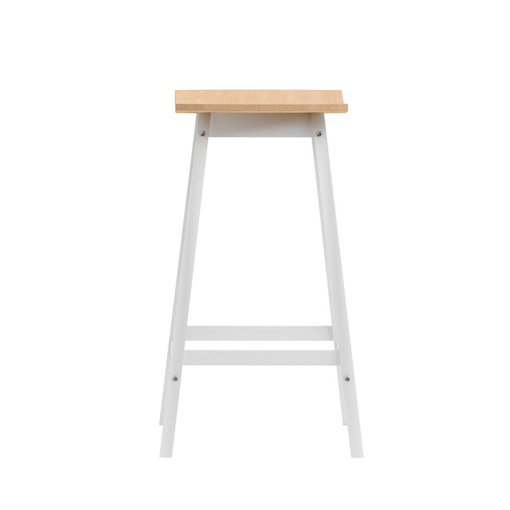 Set of 2 Wooden Bar Stools Pine & White 64cm