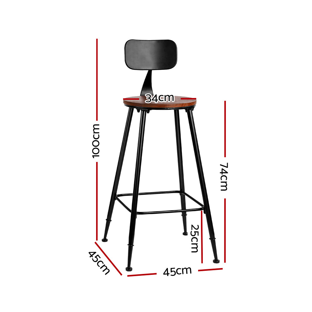 4x Vintage Industrial Bar Stool Retro Barstools Dining Chairs Kitchen