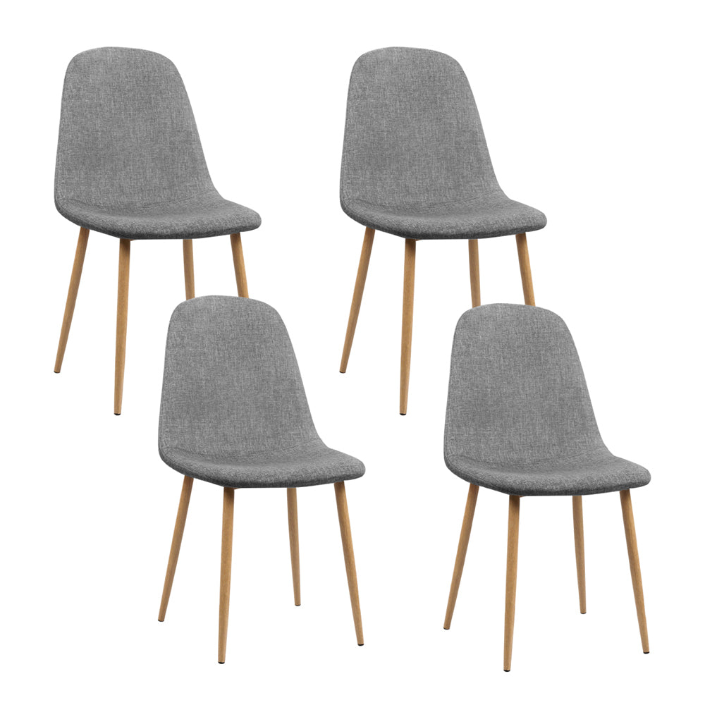 Dining Chairs Grey Fabric Set of 4 Nova