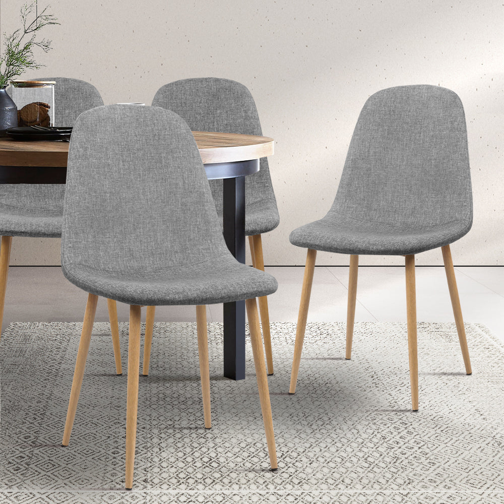 Dining Chairs Grey Fabric Set of 4 Nova