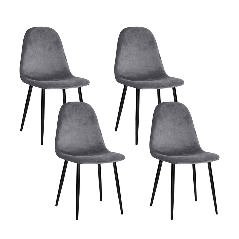 Dining Chairs Grey Velvet Set of 4 Nova