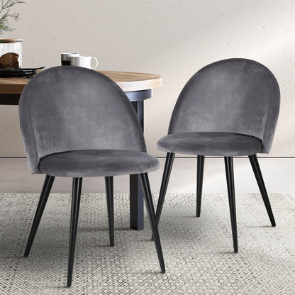 Dining Chairs Grey Velvet Set of 2 Charles