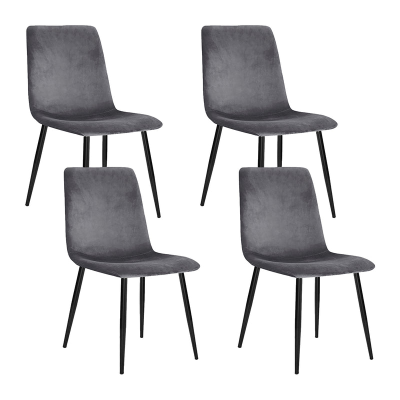 Dining Chairs Grey Velvet Set of 4 Lindsay