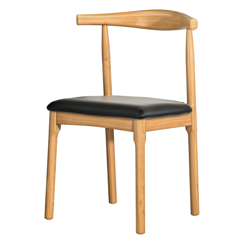 Bert Wishbone Dining Chair Leather Upholstered Black