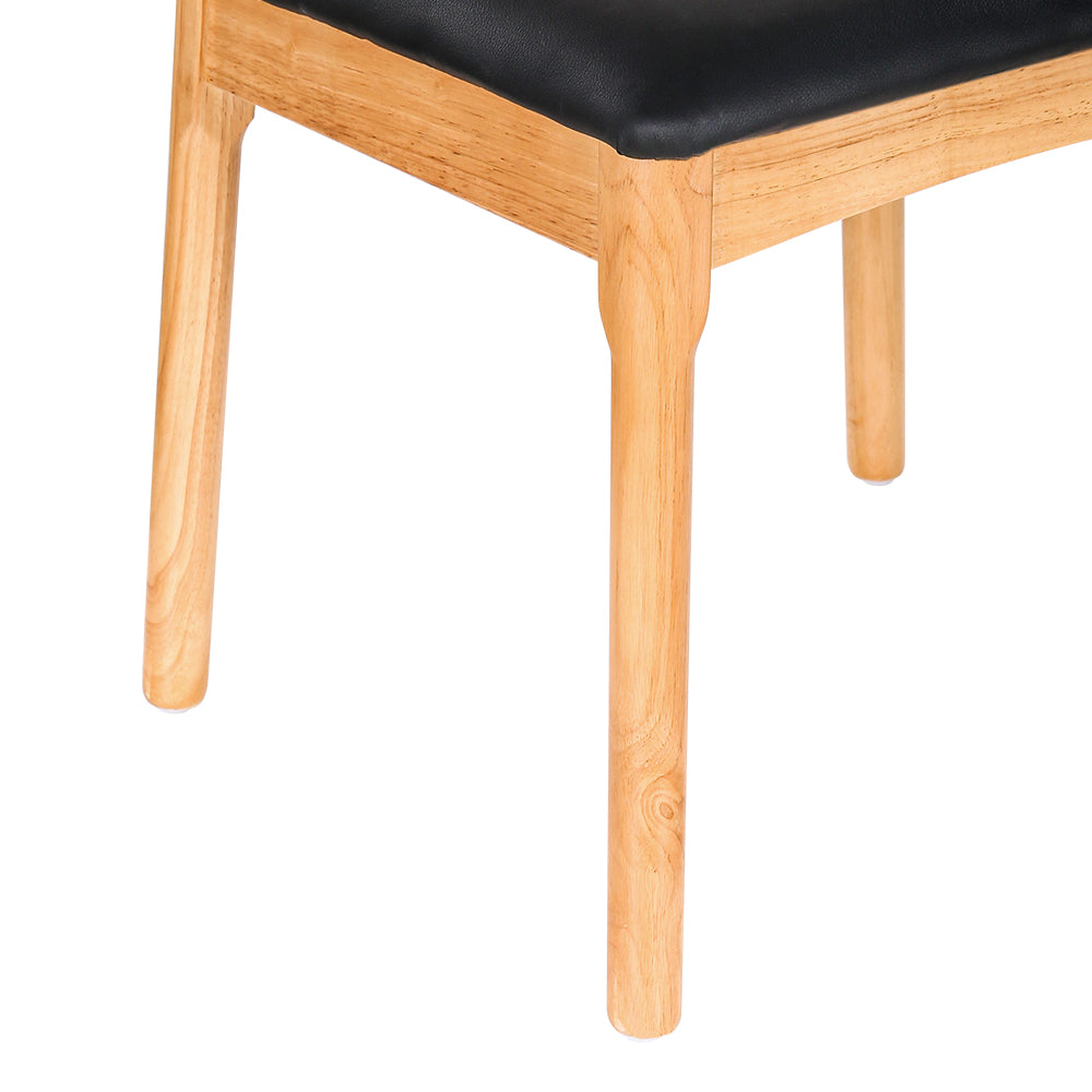 Bert Wishbone Dining Chair Leather Upholstered Black