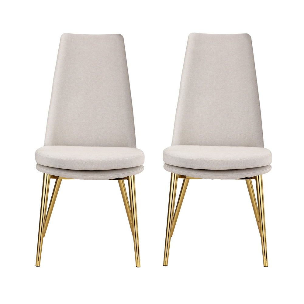 Dining Chairs High-back Beige Set of 2 Sunnie