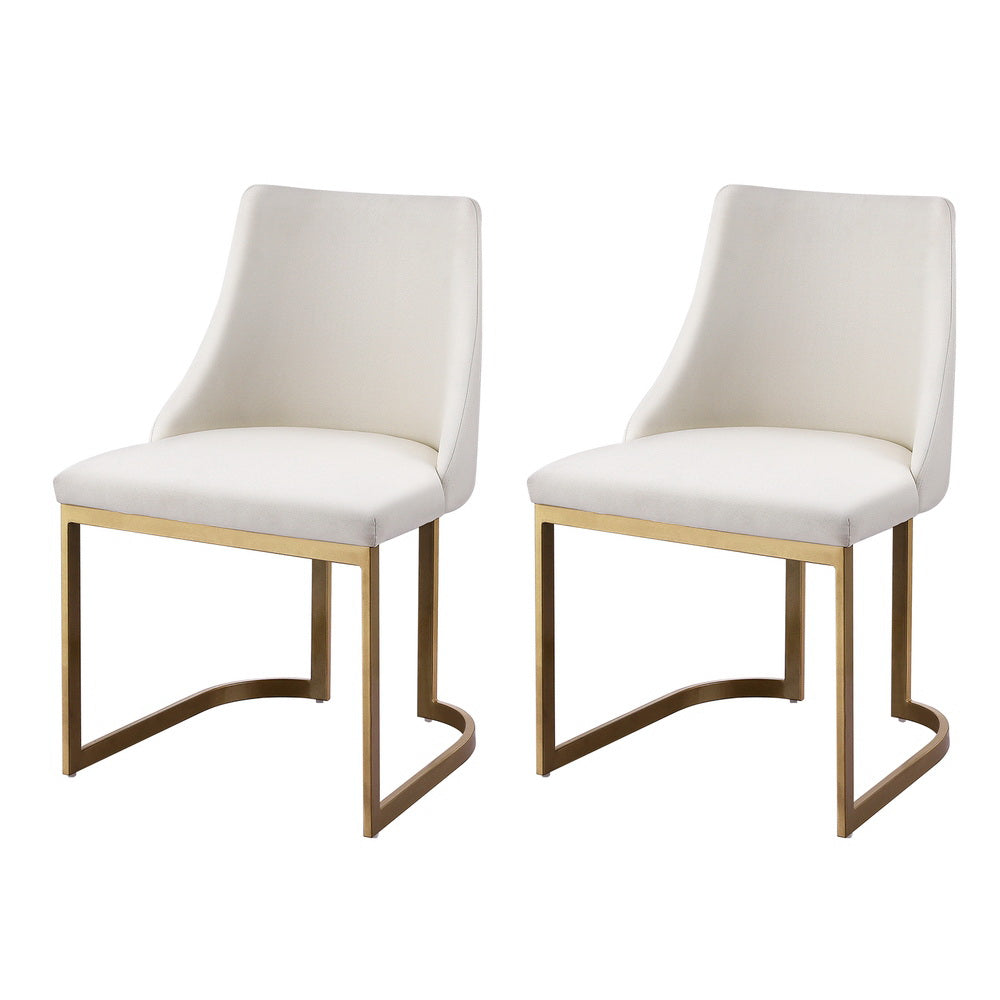 Set of 2 Balen Dining Chairs Linen Fabric Beige