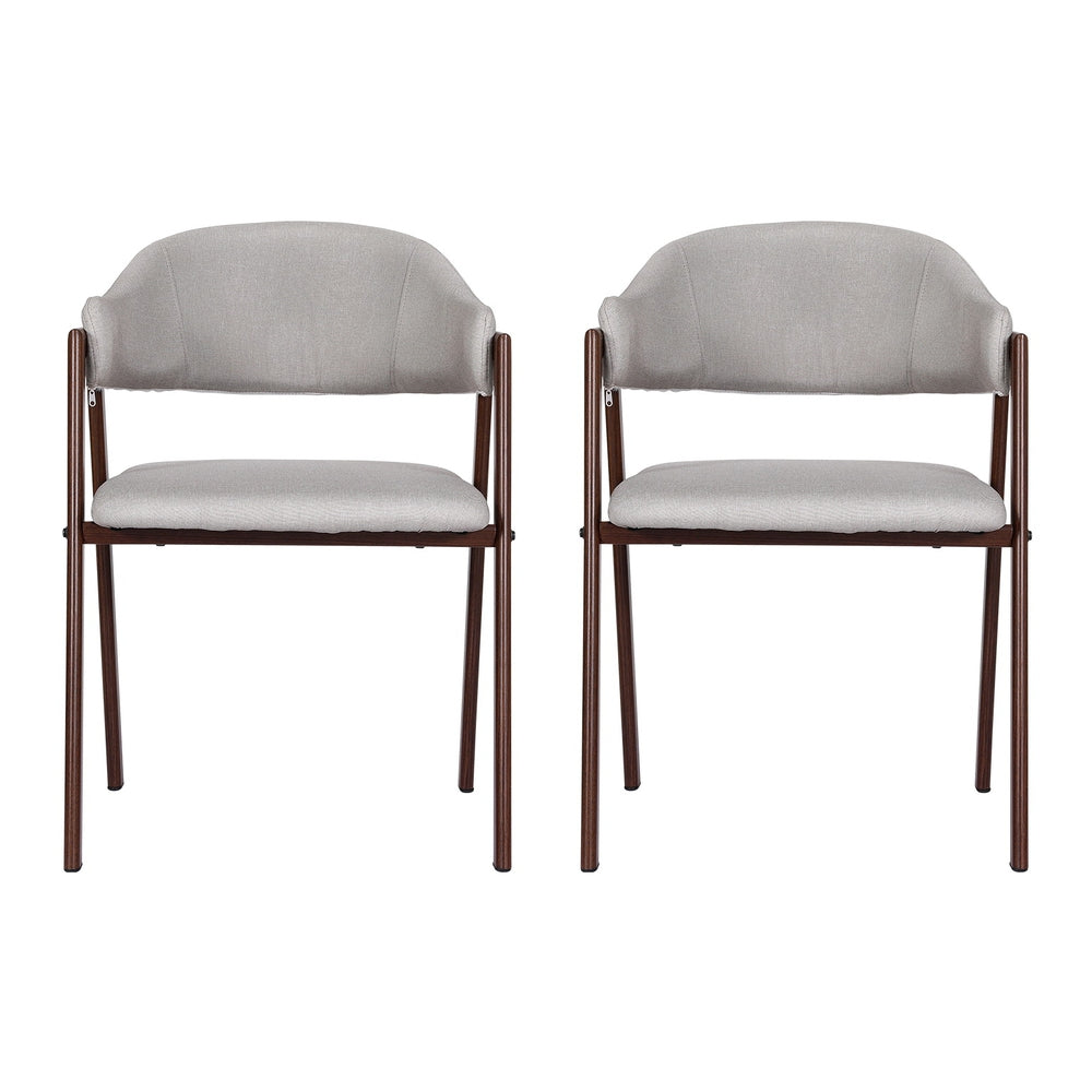 Dining Chairs Grey Linen Fabric Set Of 2 Nadi