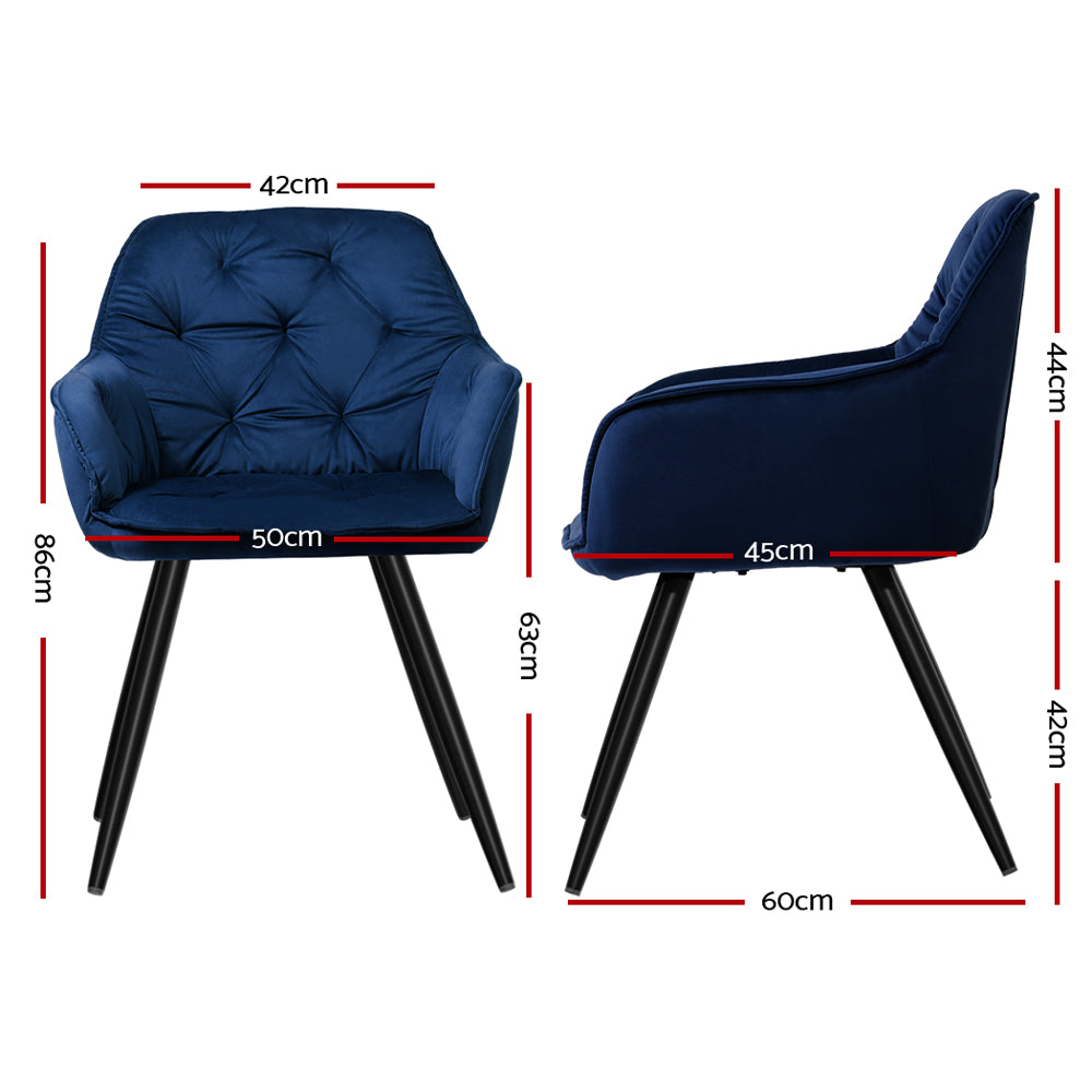 Dining Chairs Velvet Blue Set of 2 Calivia