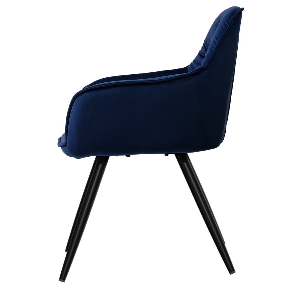 Dining Chairs Velvet Blue Set of 2 Calivia