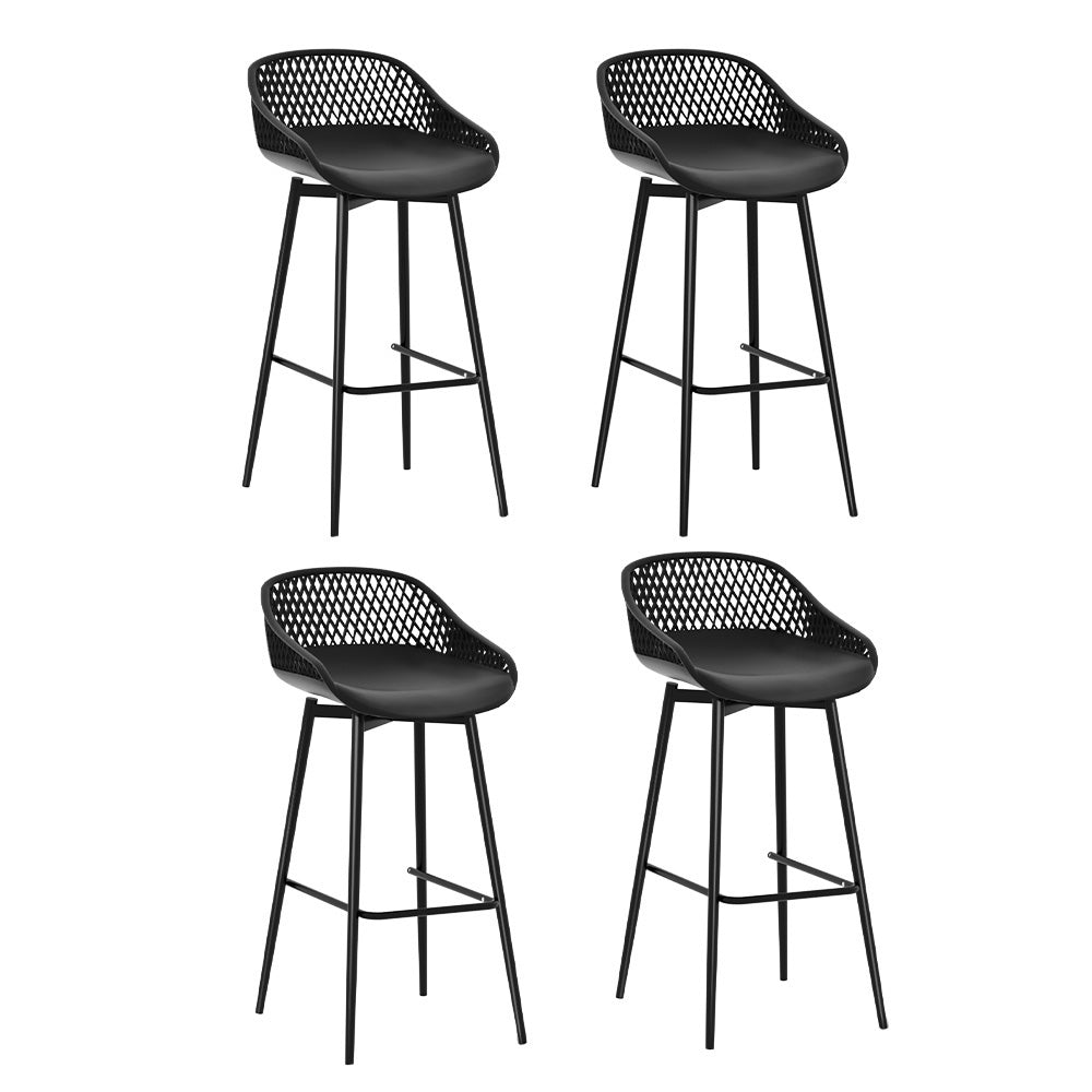 4pcs Outdoor Bar Stools Plastic Metal Bistro Patio Dining Chair Balcony