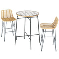 3 PCS Outdoor Bar Set Wicker Dining Bistro Patio Table Chairs Set Steel