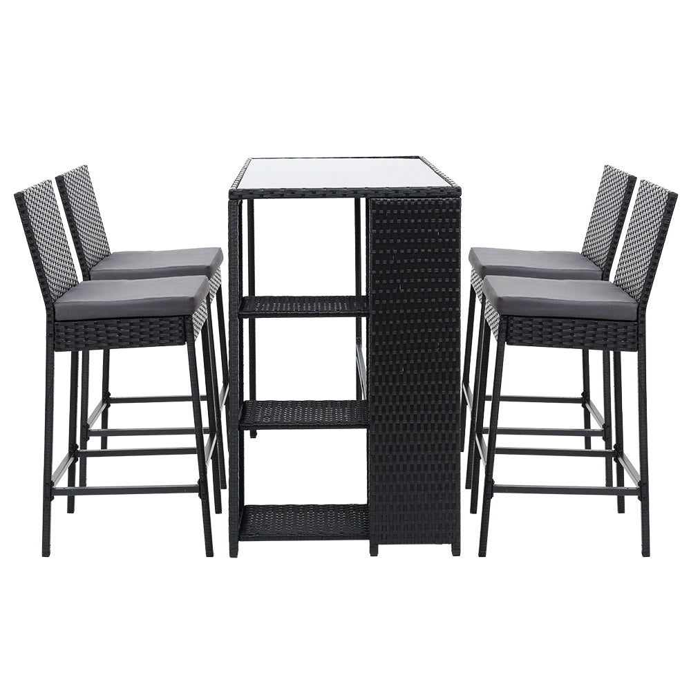 Outdoor Bar Set Table Stools Furniture Dining Chairs Wicker Patio Garden