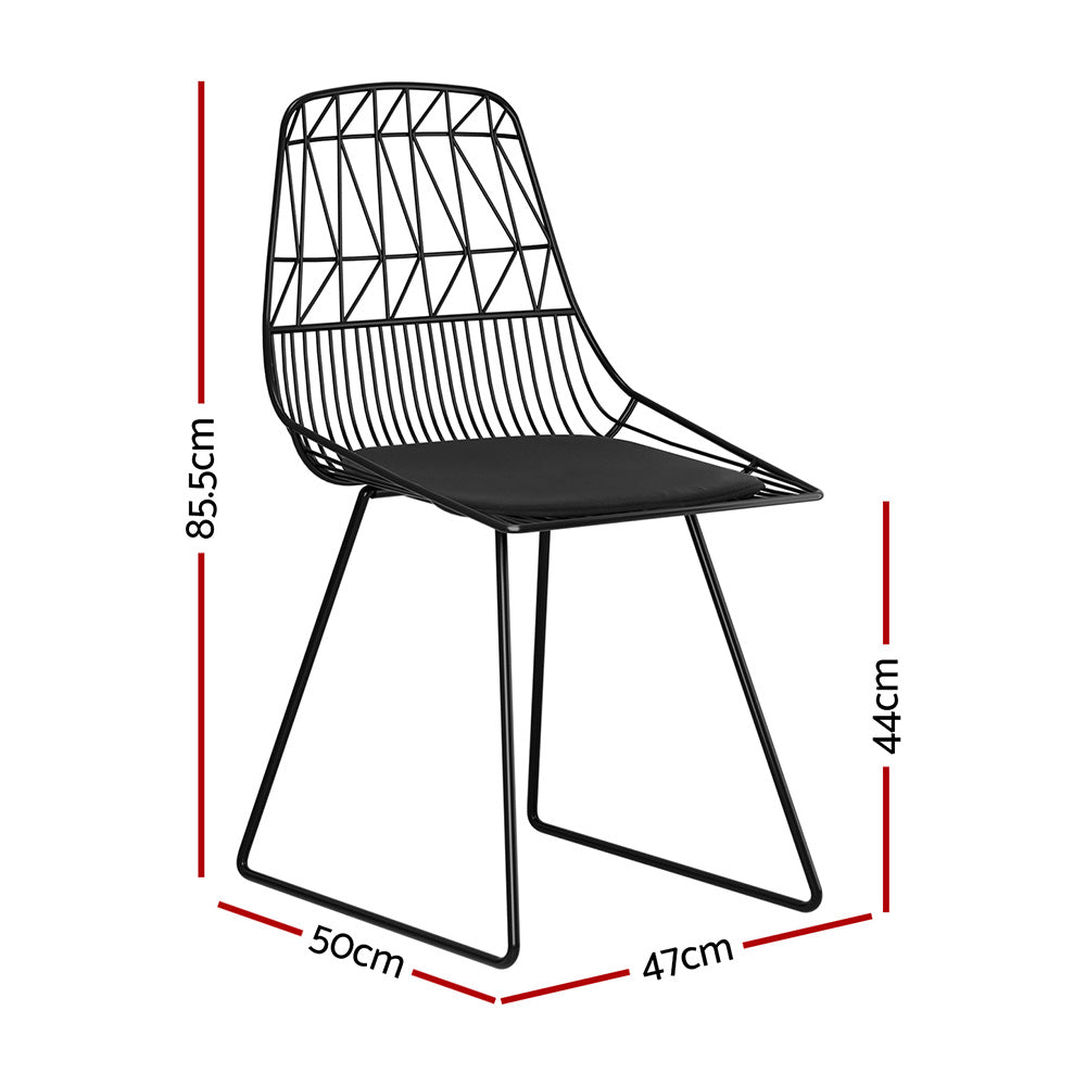 2 Piece Steel Outdoor Patio Dining Chairs Black