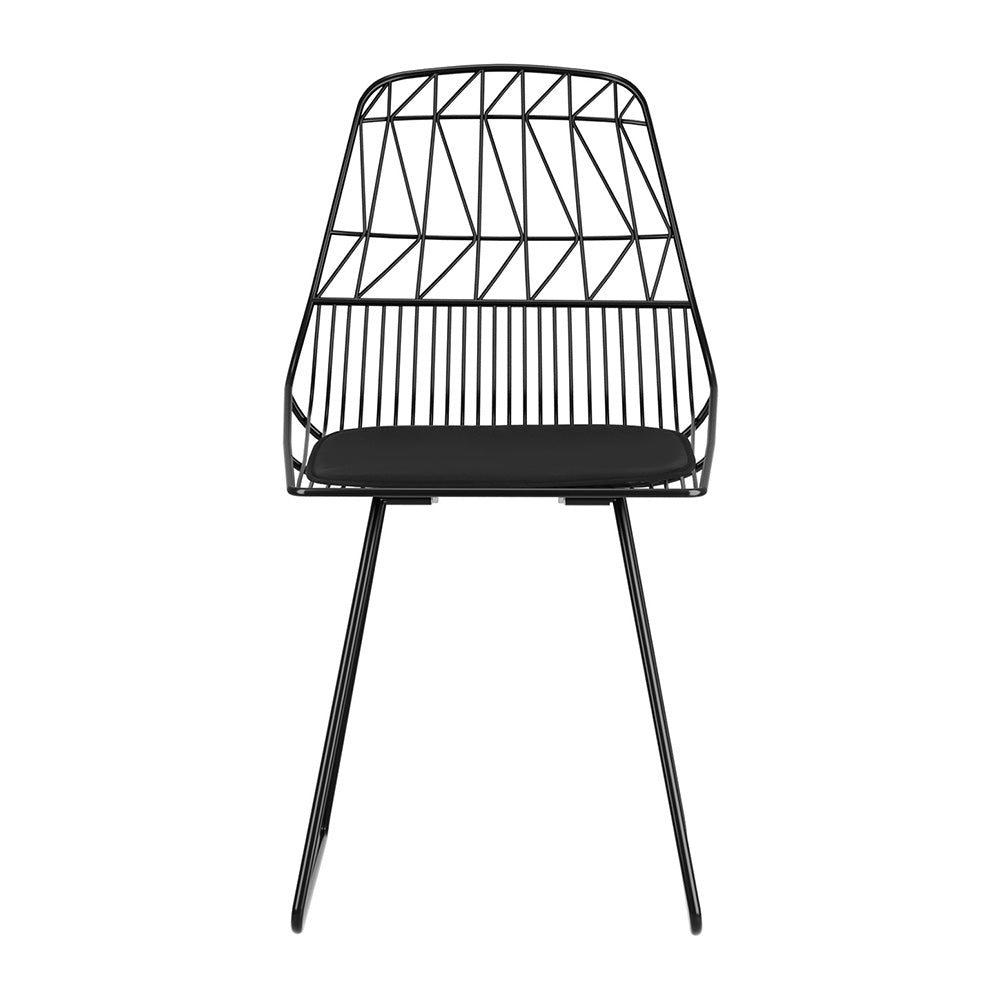 2 Piece Steel Outdoor Patio Dining Chairs Black