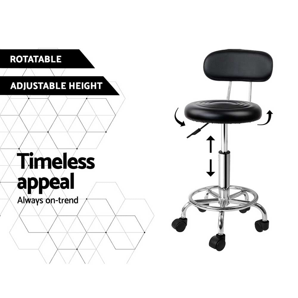 Salon Stool Swivel Chair Backrest Barber Hairdressing Hydraulic Height