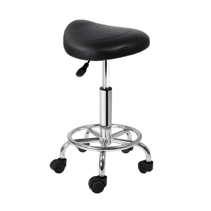 Saddle Salon Stool Black PU Swivel Barber Hair Dress Chair Hydraulic Lift