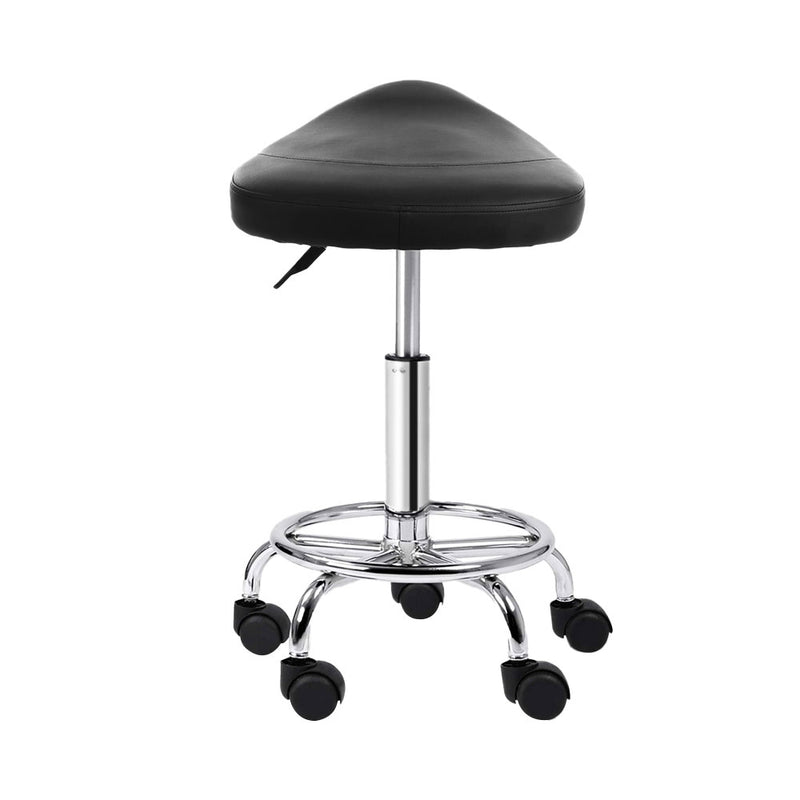 Saddle Salon Stool Black PU Swivel Barber Hair Dress Chair Hydraulic Lift