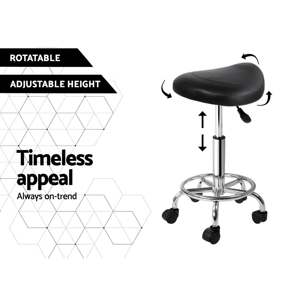 Saddle Salon Stool Black PU Swivel Barber Hair Dress Chair Hydraulic Lift