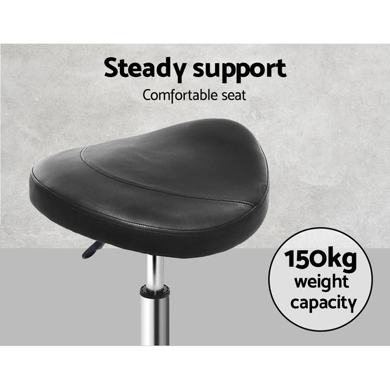 Saddle Salon Stool Black PU Swivel Barber Hair Dress Chair Hydraulic Lift