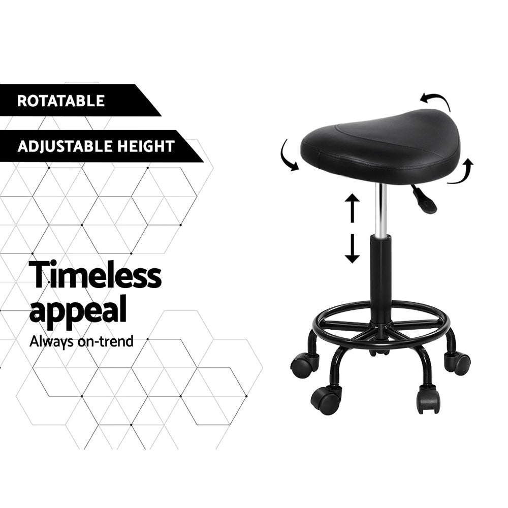 Saddle Stool Salon Chair Black Swivel Beauty Barber Hairdressing Gas Lift