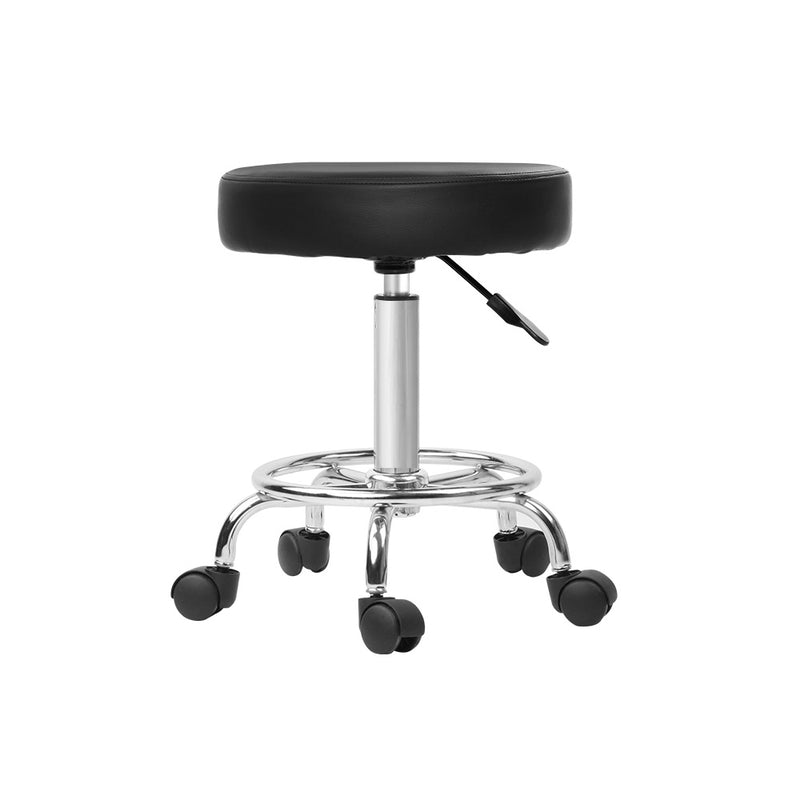 Round Salon Stool Black PU Swivel Barber Hair Dress Chair Hydraulic Lift