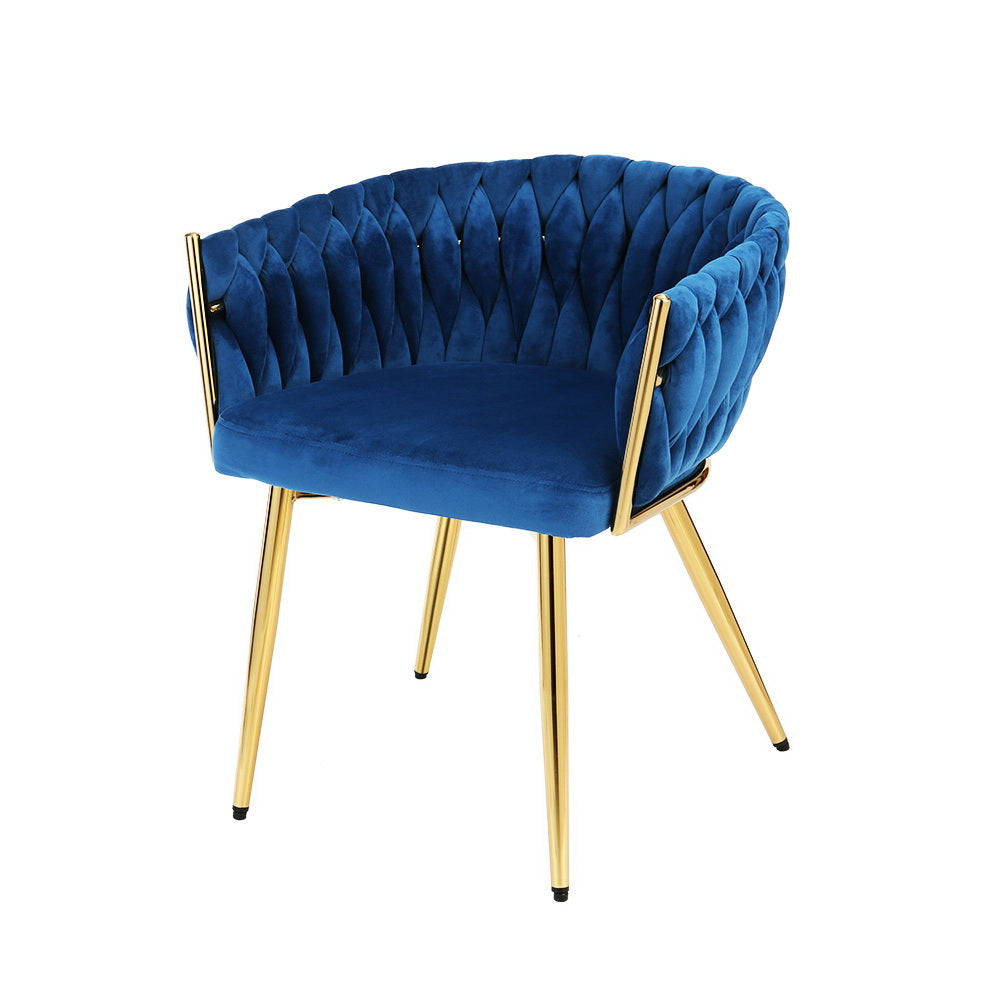 Verity Velvet Woven Back Dining Chair Blue