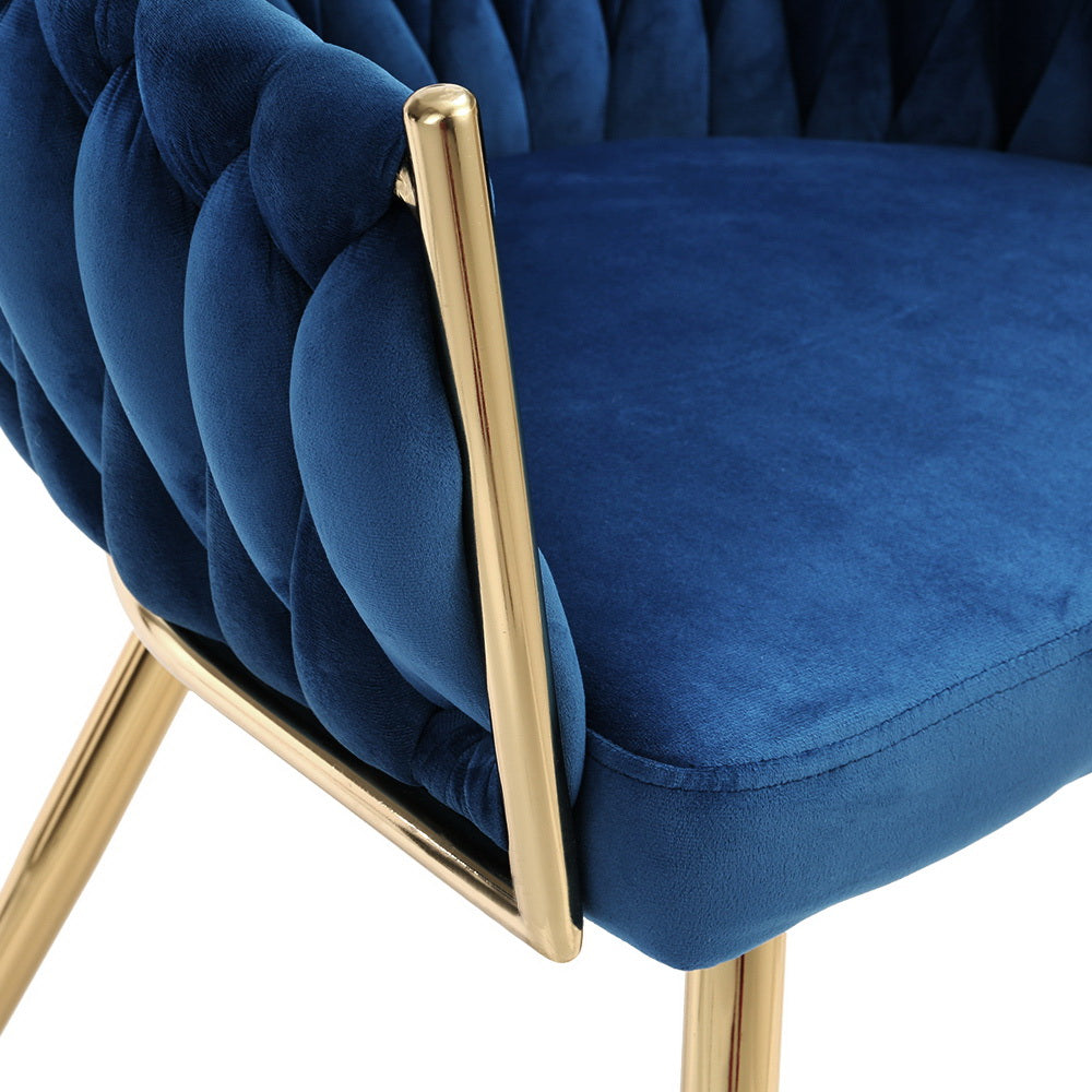 Verity Velvet Woven Back Dining Chair Blue