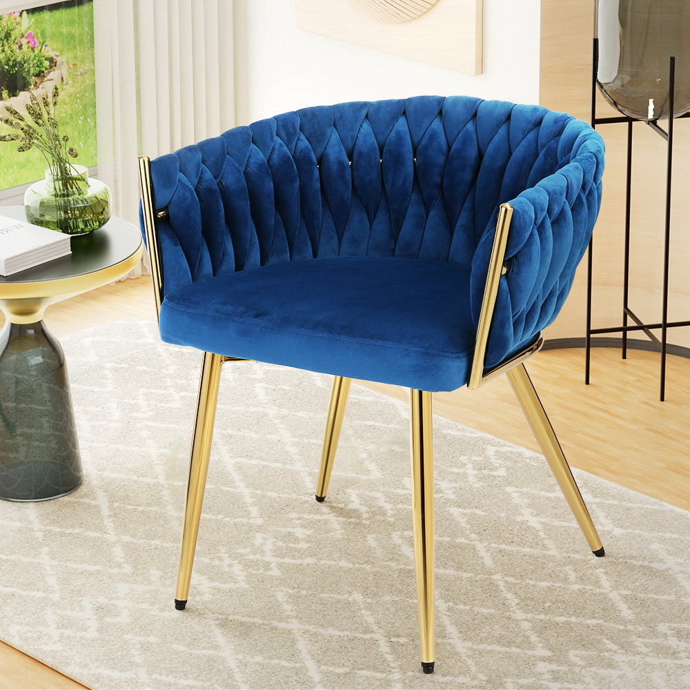 Verity Velvet Woven Back Dining Chair Blue