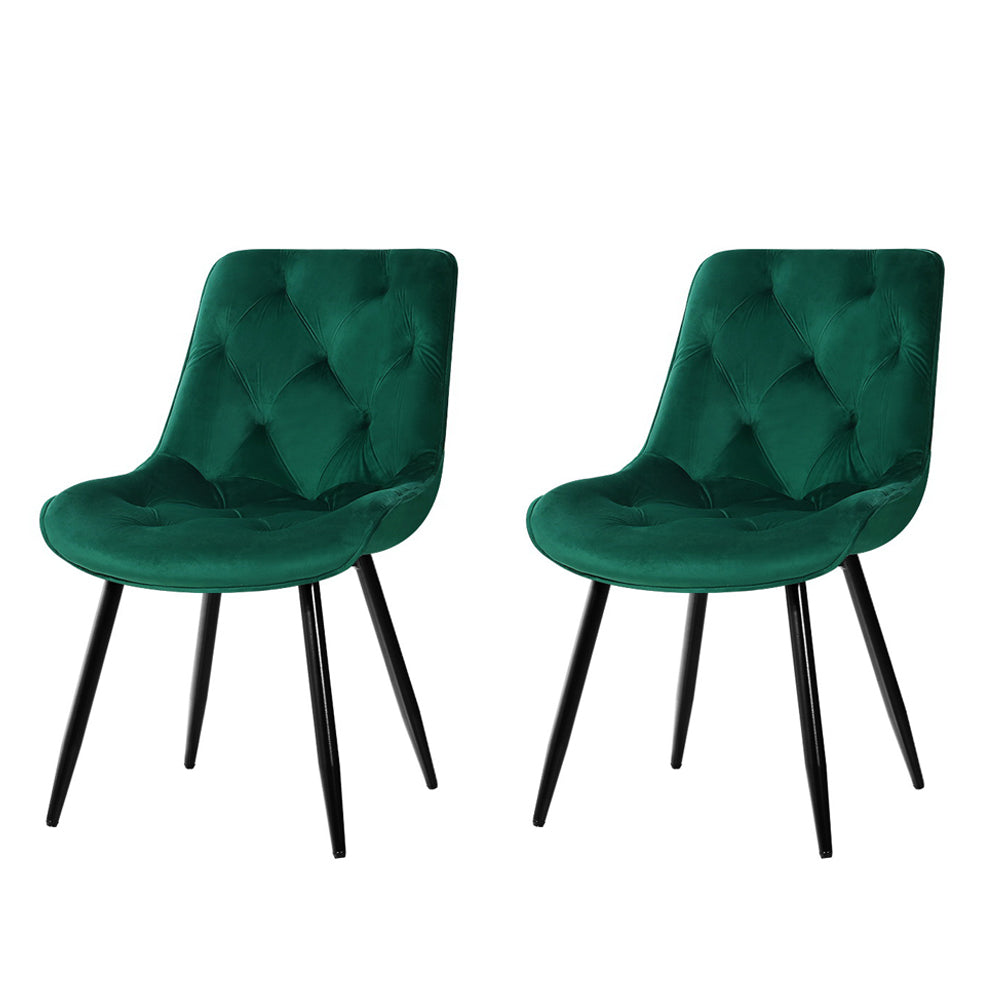 Dining Chairs Velvet Green Set of 2 Starlyn