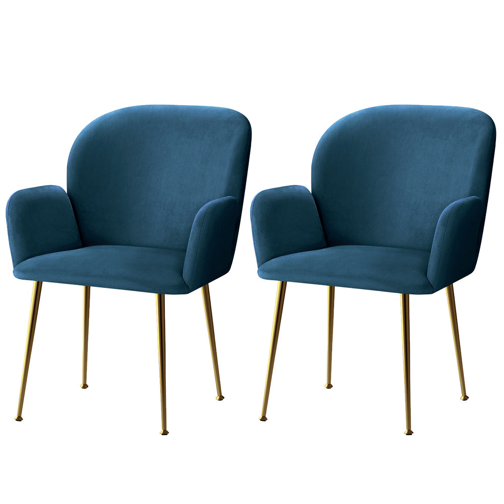 Set of 2 Kynsee Dining Chairs Velvet Blue