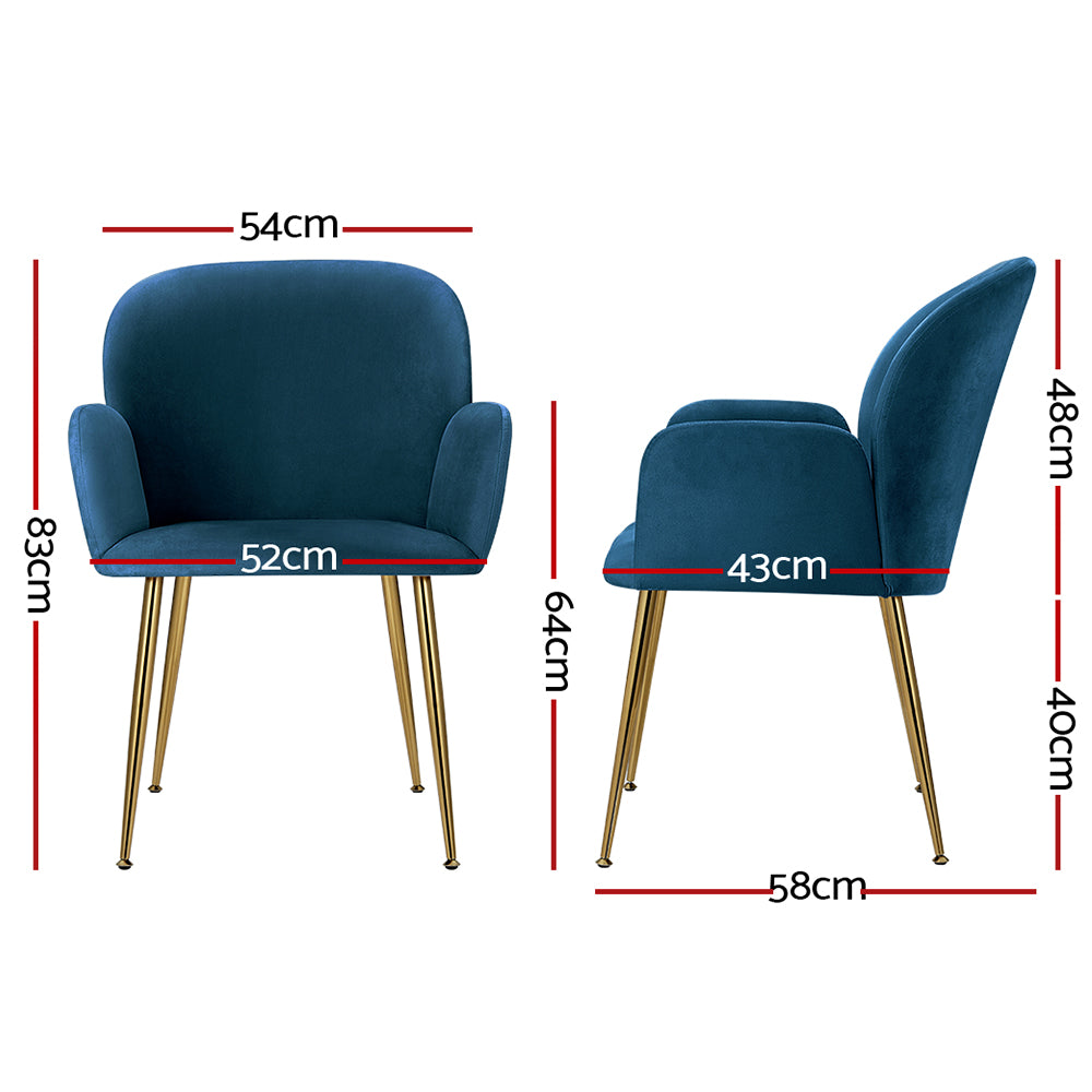 Set of 2 Kynsee Dining Chairs Velvet Blue