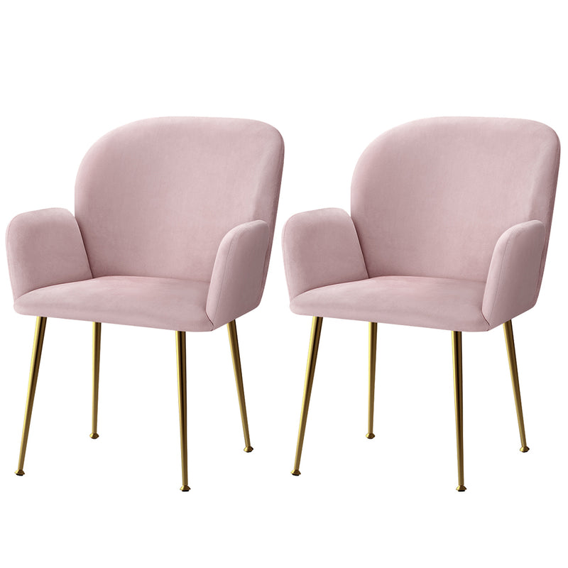 Set of 2 Kynsee Dining Chairs Velvet Pink