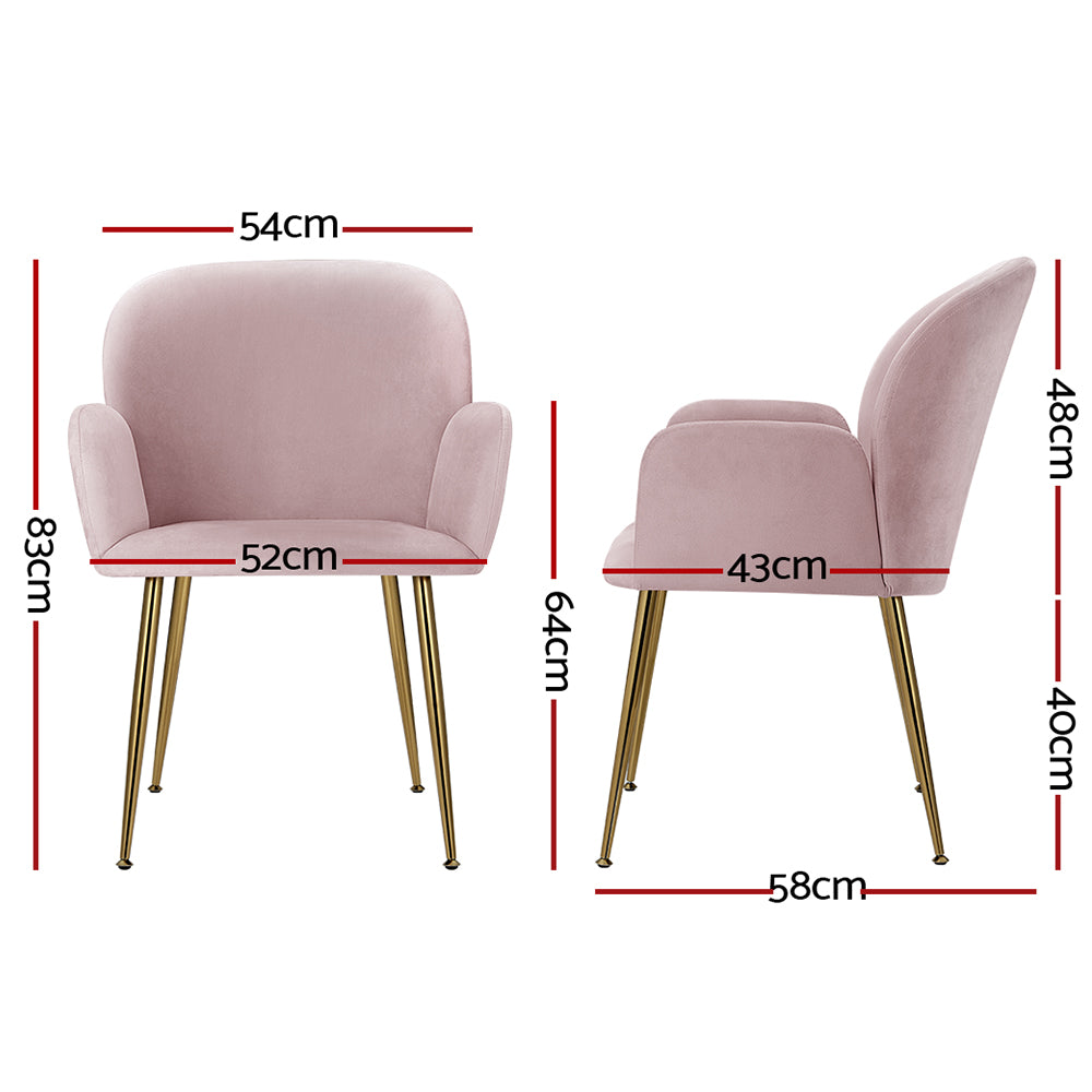 Set of 2 Kynsee Dining Chairs Velvet Pink