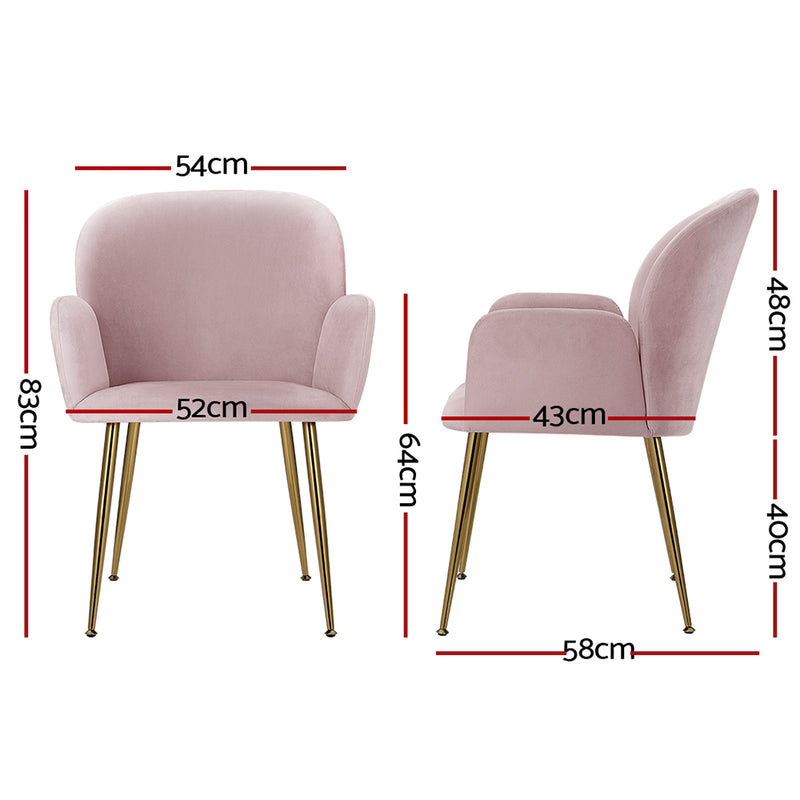 Set of 2 Kynsee Dining Chairs Velvet Pink