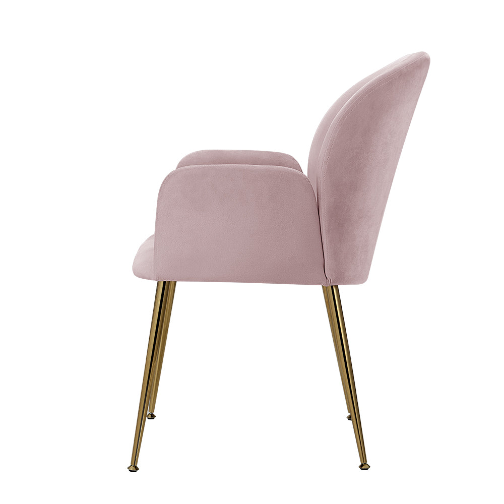 Set of 2 Kynsee Dining Chairs Velvet Pink