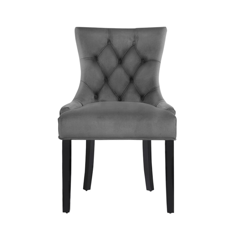 Dining Chair Set of 2 Velvet Grey French Cayes