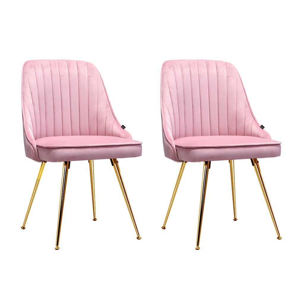 Dining Chairs Velvet Pink Set of 2 Nappa