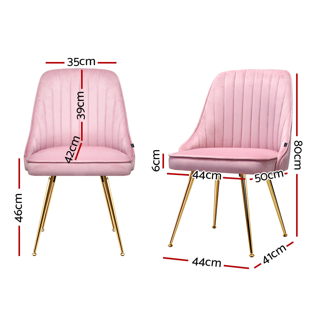 Dining Chairs Velvet Pink Set of 2 Nappa